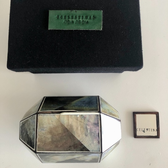 Celestina Mother of Pearl Geometric Clutch - Picture 10 of 10